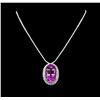 Image 1 : 14KT White Gold 71.43ct Kunzite and Diamond Necklace