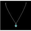 Image 2 : 3.29ct Apatite and Diamond Pendant With Chain - 14KT White Gold