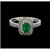 Image 2 : 0.60ct Emerald and Diamond Ring - 14KT White Gold
