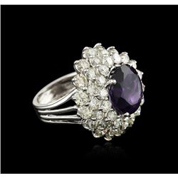 14KT White Gold 7.46ct Amethyst and Diamond Ring