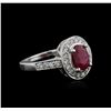Image 1 : 14KT White Gold 1.18ct Ruby and Diamond Ring