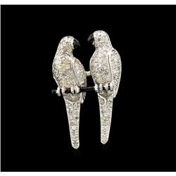 1.90ctw Diamond Parrot Pin - 18KT White Gold