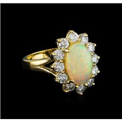 2.56ct Opal and Diamond Ring - 14KT Yellow Gold