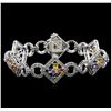 Image 1 : 9.60ctw Multi Color Sapphire and Diamond Bracelet - 14KT White Gold