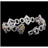 Image 3 : 9.60ctw Multi Color Sapphire and Diamond Bracelet - 14KT White Gold