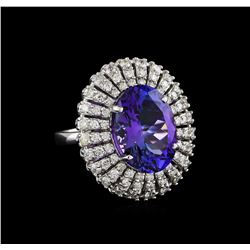 8.72ct Tanzanite and Diamond Ring - 14KT White Gold