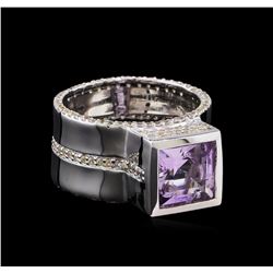 Crayola 3.50ct Pink Amethyst and White Sapphire Ring - .925 Silver