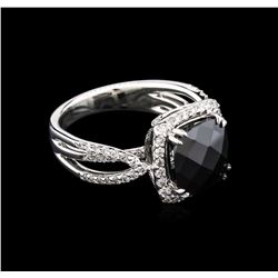 5.50ct Black Onyx and Diamond Ring - 18KT White Gold