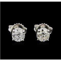 1.39ctw Diamond Stud Earrings - 14KT White Gold