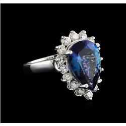 6.41ct Tanzanite and Diamond Ring - 14KT White Gold