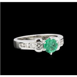 0.92ct Emerald and Diamond Ring - Platinum