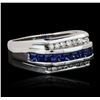 Image 1 : 14KT White Gold 1.00ctw Sapphire and Diamond Ring