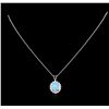 Image 2 : 2.22ct Opal and Diamond Pendant - 14KT White Gold