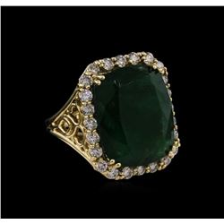 14KT Yellow Gold 15.27ct Emerald and Diamond Ring