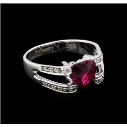 2.00ct Rubellite and Diamond Ring - 18KT White Gold