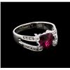 Image 1 : 2.00ct Rubellite and Diamond Ring - 18KT White Gold