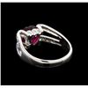 Image 3 : 2.00ct Rubellite and Diamond Ring - 18KT White Gold