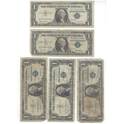 1957 $1 Silver Certificate Currency Lot of 5