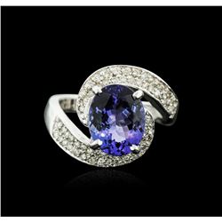 14KT White Gold 3.90ct Tanzanite and Diamond Ring