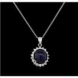 13.12ct Sapphire and Diamond Pendant - 14KT White Gold