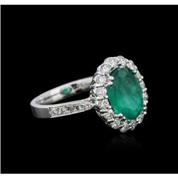 14KT White Gold 3.45ct Emerald and Diamond Ring