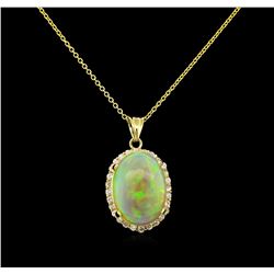 22.30ct Opal and Diamond Pendant - 14KT Yellow Gold