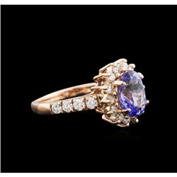 2.08ct Tanzanite and Diamond Ring - 14KT Rose Gold