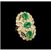 Image 1 : 4.70ctw Emerald and Diamond Ring - 14KT Yellow Gold