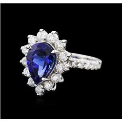 14KT White Gold 3.25ct Tanzanite and Diamond Ring