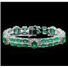 Image 1 : 19.60ctw Emerald and Diamond Bracelet - 14KT White Gold