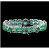 Image 2 : 19.60ctw Emerald and Diamond Bracelet - 14KT White Gold