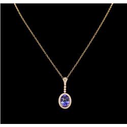 8.12ct Tanzanite and Diamond Pendant With Chain - 14KT Rose Gold