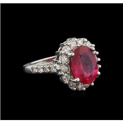 4.70ct Ruby and Diamond Ring - 14KT White Gold