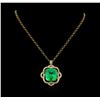 Image 2 : 14KT Yellow Gold GIA Cert 52.12ct Emerald and Diamond Pendant With Chain