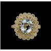 Image 2 : 14KT Yellow Gold 2.27ct Aquamarine and Diamond Ring