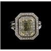 Image 2 : 3.36ctw Fancy Light Greenish Yellow Diamond Ring - 14KT Two-Tone Gold