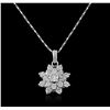 Image 1 : 14KT White Gold 1.41ctw Diamond Pendant With Chain