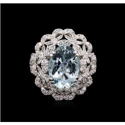 4.70ct Aquamarine and Diamond Ring - 18KT White Gold