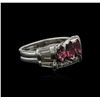 Image 2 : 1.00ctw Pink Tourmaline and Diamond Ring - 14KT White Gold