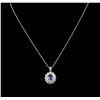 Image 2 : 14KT White Gold 1.82ct Tanzanite and Diamond Pendant With Chain