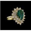 Image 1 : 14KT Yellow Gold 2.27ct Emerald and Diamond Ring