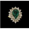 Image 2 : 14KT Yellow Gold 2.27ct Emerald and Diamond Ring