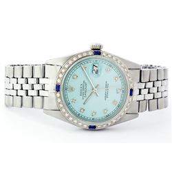 Rolex Stainless Steel Diamond and Sapphire DateJust Men's Watch