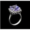 Image 3 : 7.26ct Tanzanite and Diamond Ring - 14KT White Gold