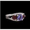 Image 1 : 1.27ctw Ruby, Tanzanite, and Diamond Ring - 14KT White Gold