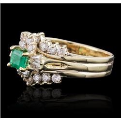 14KT Yellow Gold 0.50ct Emerald and Diamond Ring