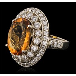 14KT White Gold 15.39ct Citrine and Diamond Ring