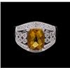 Image 2 : 2.85ct Citrine and Diamond Ring - 14KT White Gold