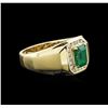 Image 1 : 1.36ct Emerald and Diamond Ring - 14KT Yellow Gold