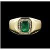 Image 2 : 1.36ct Emerald and Diamond Ring - 14KT Yellow Gold